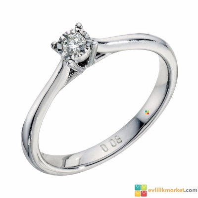 Tektaş Pırlanta Yüzük - 0.09 Karat - 