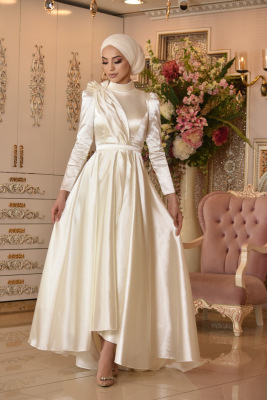 Beyaz Tesettür Abiye - GELİN DAMAT