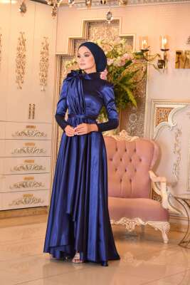 Lacivert Tesettür Abiye - GELİN DAMAT