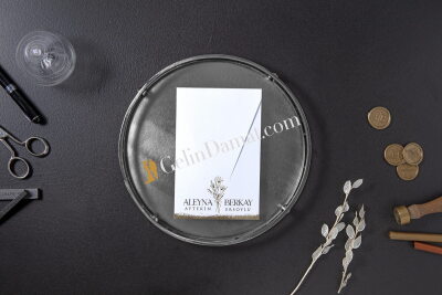 Üçgen Kapaklı Modern Davetiye - GD7132 - Gelin Damat