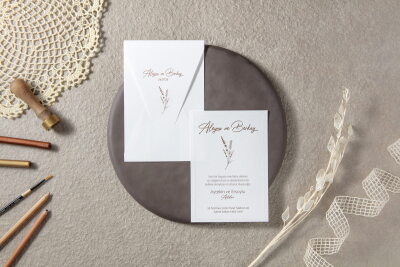 Üçgen Kapaklı Zarif Davetiye - GD7086 - Gelin Damat