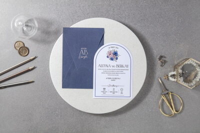 Üçgen Katlamalı Oval Kesim Davetiye - GD7110 - Gelin Damat