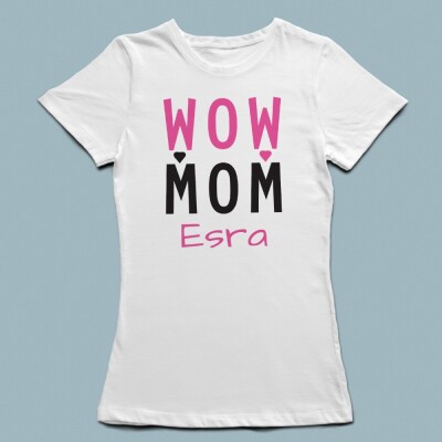 Wow Mom Baskılı Anne T-shirt - 