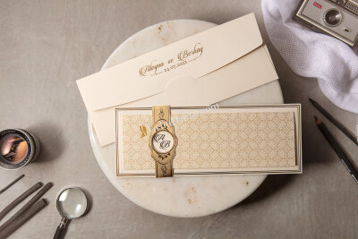 Yaldız Desenli Özel Davetiye - GD8433 - Gelin Damat