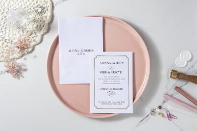 Yaldız Detaylı Zarif Davetiye - GD7082 - Gelin Damat