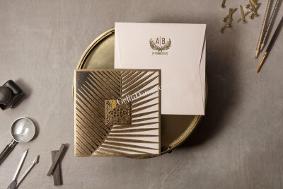 Yaldızlı Lüks Davetiye - GD8389 - Gelin Damat