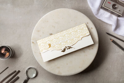 Yaldızlı Özel Kesimli Davetiye - GD8452 - Gelin Damat