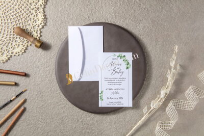 Yaprak Desenli Modern Davetiye - GD7149 - Gelin Damat