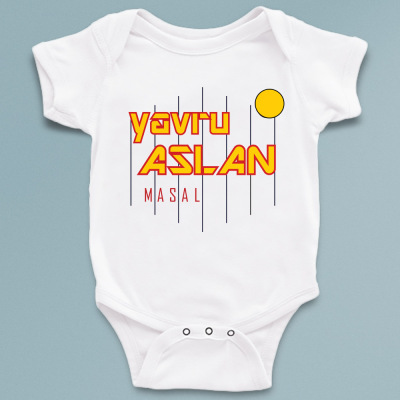 Yavru aslan baskılı isme özel bebek zıbın - 