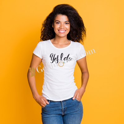 Yes I Do Yazı Baskılı Tasarım Kadın Tişört - Gelin Damat