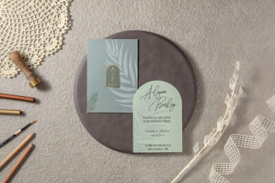 Yeşil Soft Modern Davetiye - GD7104 - Gelin Damat