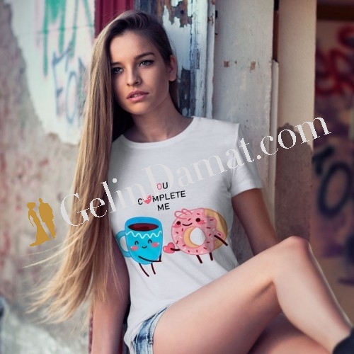 You Complete Me Baskılı Tişört - 3