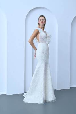 Zarif Boncuk ve Çiçek Detaylı Balık Kesim Gelinlik - 1021 - Gelin Damat