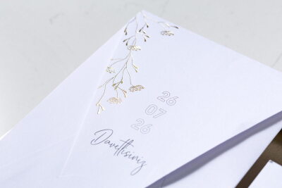 Zarif Çiçek Desenli Davetiye - GD7106 - Gelin Damat