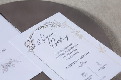 Zarif Detaylı Modern Davetiye - GD7090 - Gelin Damat