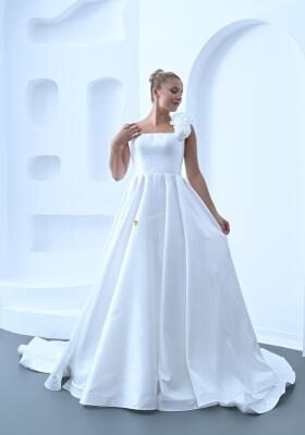 Zarif Düz Prenses Gelinlik Modeli - 1002 - Gelin Damat