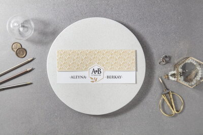 Zarif Özel Desenli Davetiye - GD7017 - Gelin Damat