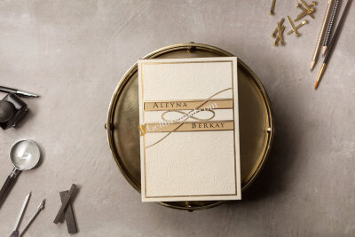 Zarif Özel Desenli Modern Davetiye - GD8412 - Gelin Damat