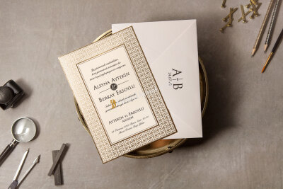 Zarif Özel İşlemeli Davetiye - GD8434 - Gelin Damat