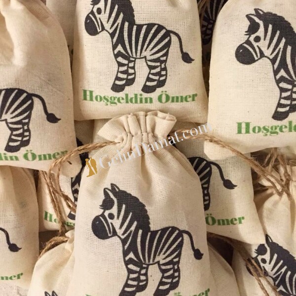 Zebra tasarımlı hoşgeldin bebek yazılı lavanta kesesi - 1