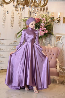 Zemheri Lila Tesettür Abiye - GELİN DAMAT