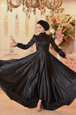 Zemheri Siyah Tesettür Abiye - GELİN DAMAT